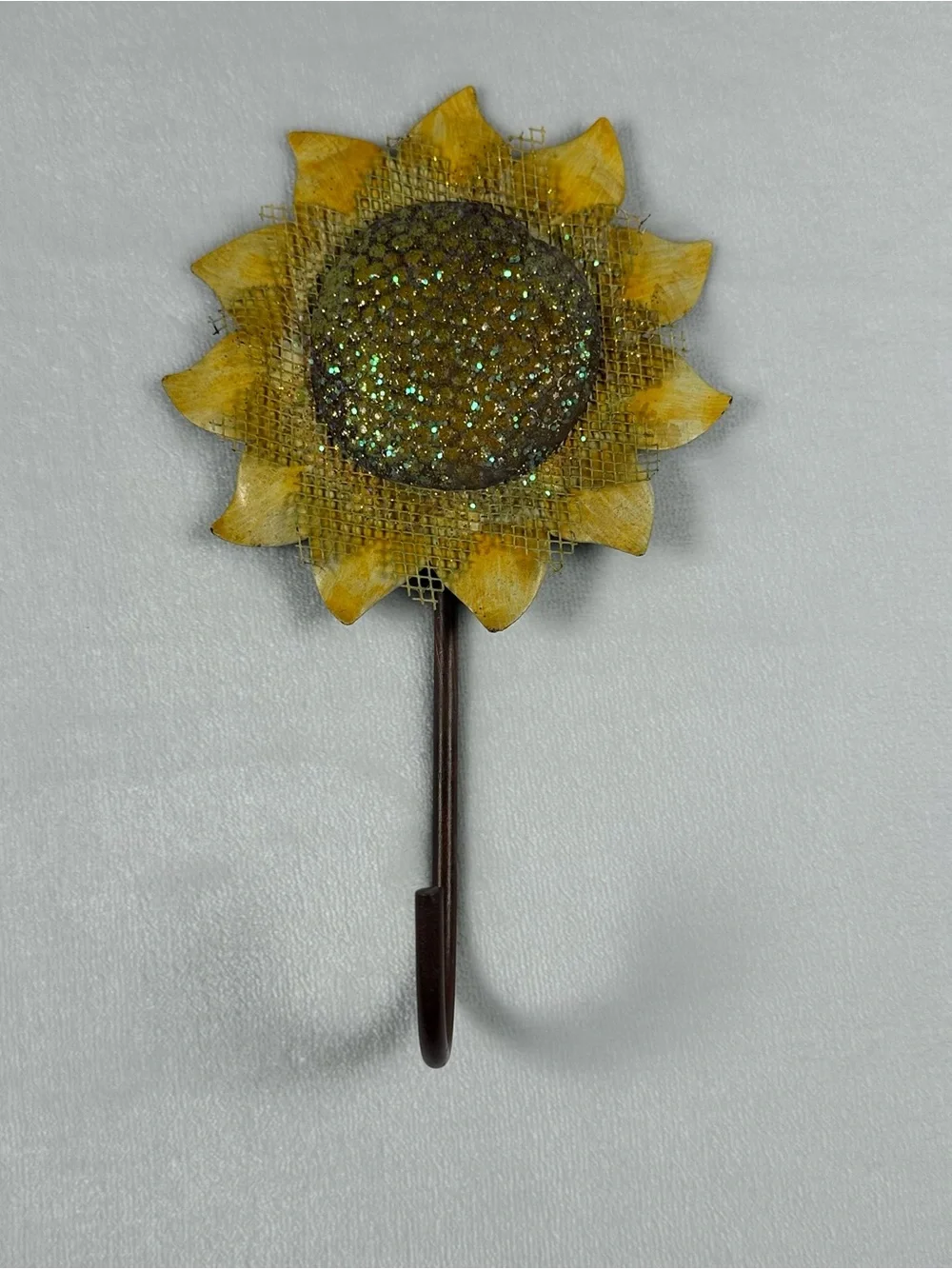 Metal Sunflower Wall Hook - Yellow Decorative Wall Decor